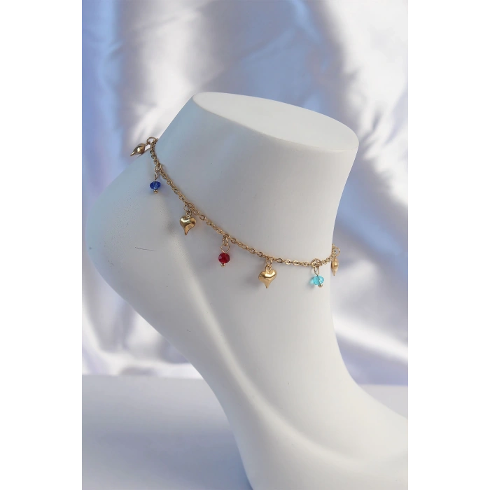 HEYF 316L Çelik Gümüş Renk Simli Kelebek Model Kadın Halhal