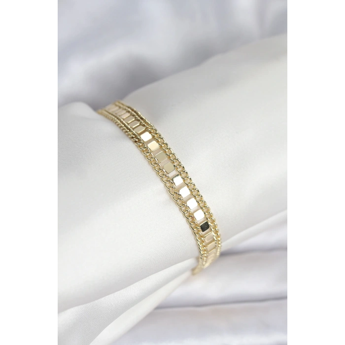 HEYF 316L Çelik Gold Renk Pullu Zincir Model Kadın Bileklik