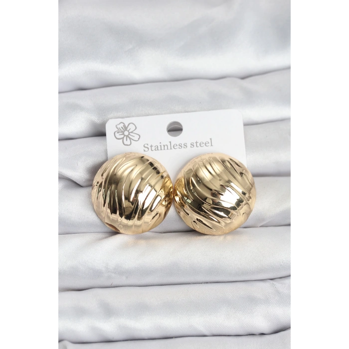HEYF 316L Çelik Gold Renk Vintage Kadın Küpe