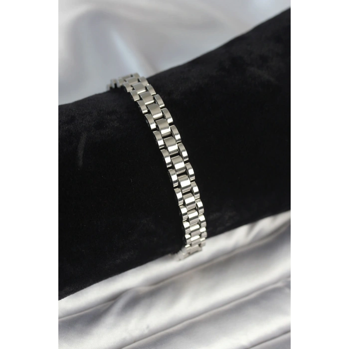 HEYF 316L Çelik Gümüş Renk 7 mm Kalınlık Erkek Bileklik