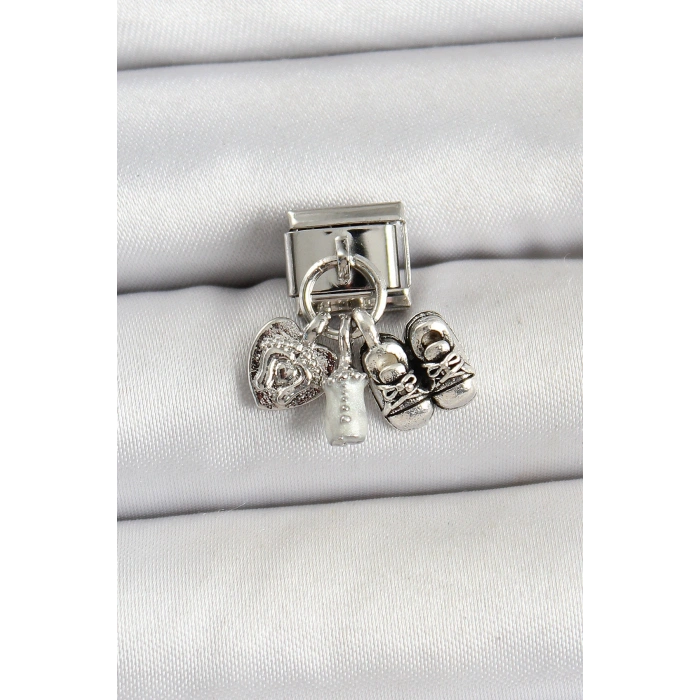 HEYF 316L Çelik Gümüş Renk Bebek Konsept Nomination Charm