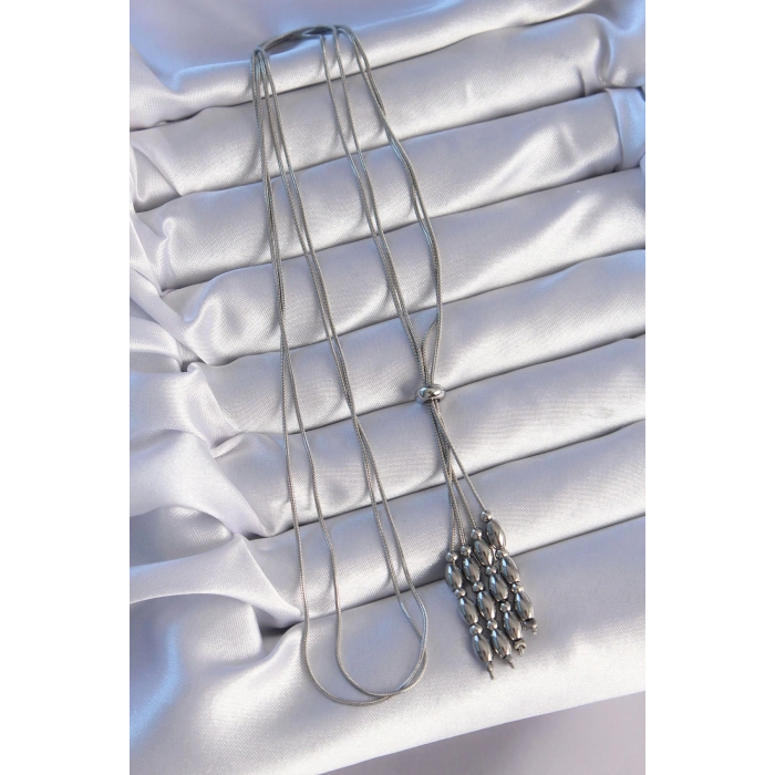 HEYF 316L Çelik Gümüş Renk Boyu Ayarlanabilir Sallantılı Model Kolye