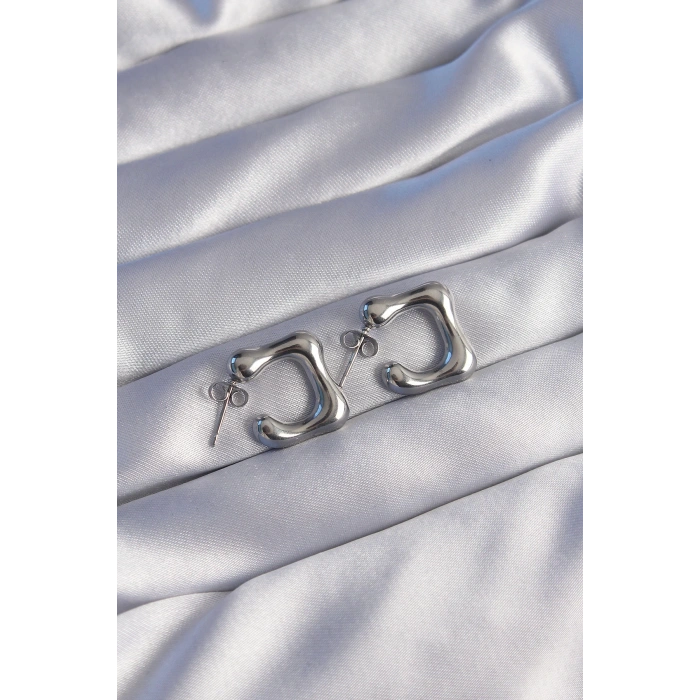 HEYF 316L Çelik Gümüş Renk Minimal Bubble Küpe