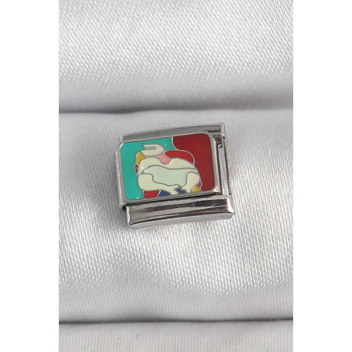 HEYF 316L Çelik Gümüş Renk Renkli Portre Model Nomination Charm