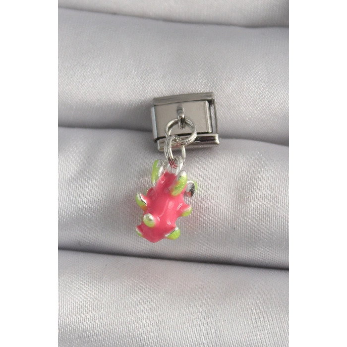 HEYF 316L Çelik Gümüş Renk Sallantı Ejder Meyvesi Model Nomination Charm