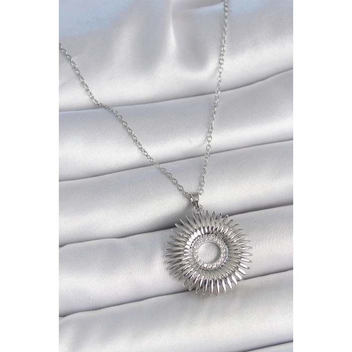 HEYF 316L Çelik Gümüş Renk Zincir Zirkon Taşlı Nova Yıldız Model Kadın Kolye