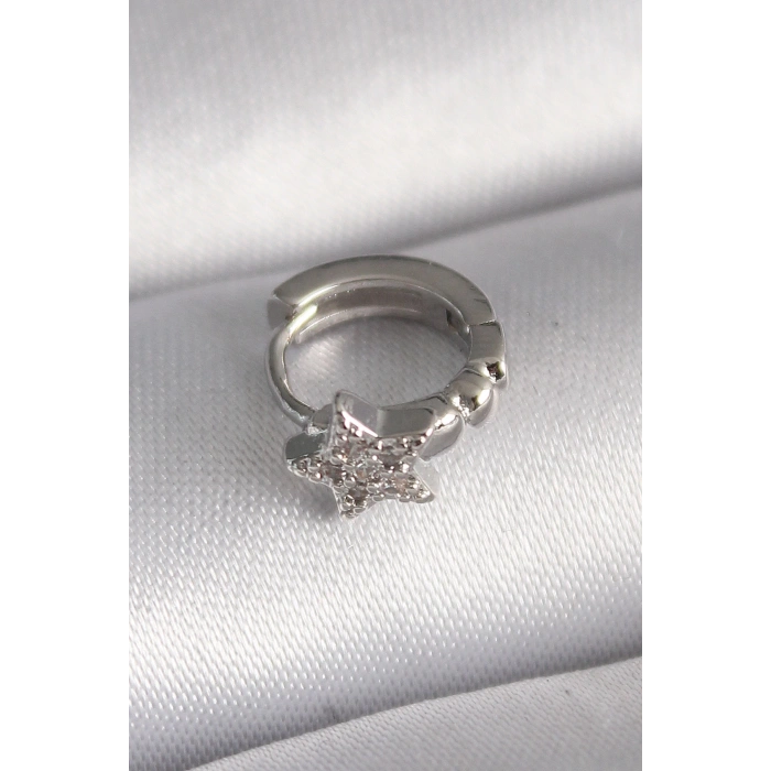 HEYF 316L Çelik Gümüş Renk Zirkon Taşlı Yıldız Model Tragus Piercing