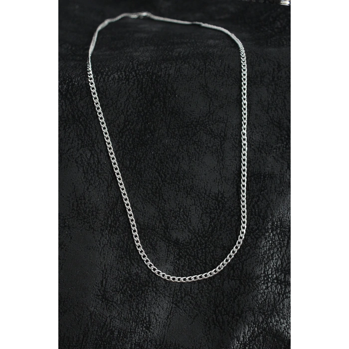 HEYF 316L Çelik İnce Klasik Zincir Model Gümüş Renk Erkek Kolye