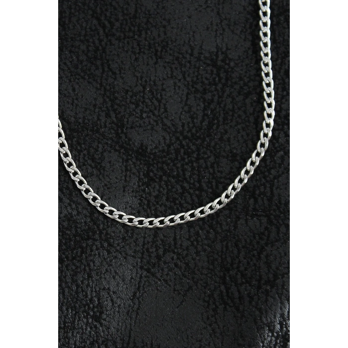 HEYF 316L Çelik İnce Klasik Zincir Model Gümüş Renk Erkek Kolye