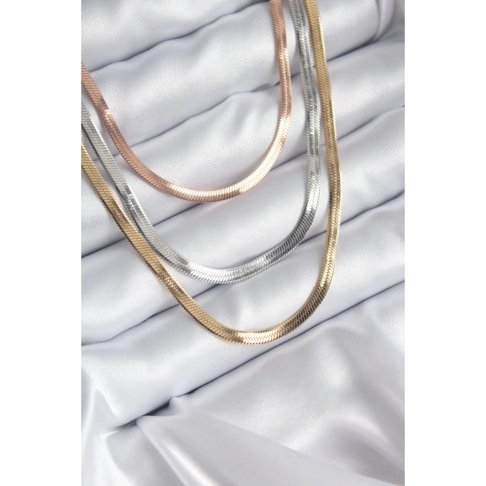 HEYF 316L Çelik Mix Renk İtalyan Zincir Model Kadın Kolye