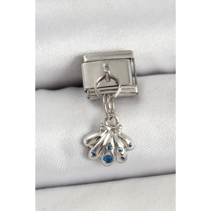 HEYF 316L Çelik Sallantılı Fiyonklu Buket Model Gümüş Renk Nomination Charm