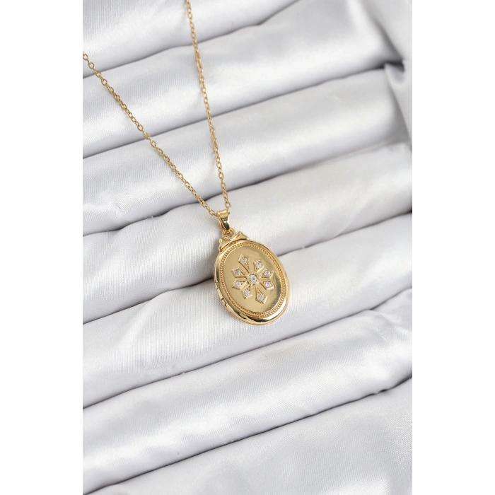 HEYF 316L Çelik Zincir Gold Renk Kapaklı Açılabilir Model Kadın Kolye