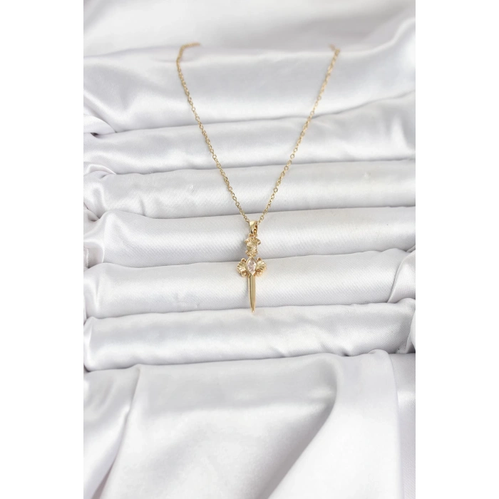 HEYF 316L Çelik Zincir Gold Renk Kılıç Model Kadın Kolye
