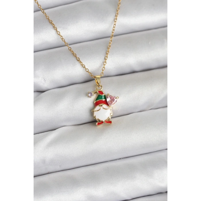 HEYF 316L Çelik Zincir Gold Renk Yılbaşı Teması Kadın Kolye