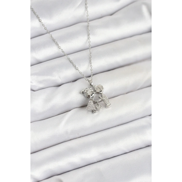 HEYF 316L Çelik Zincir Gümüş Renk Erkek Kız Model Kadın Kolye