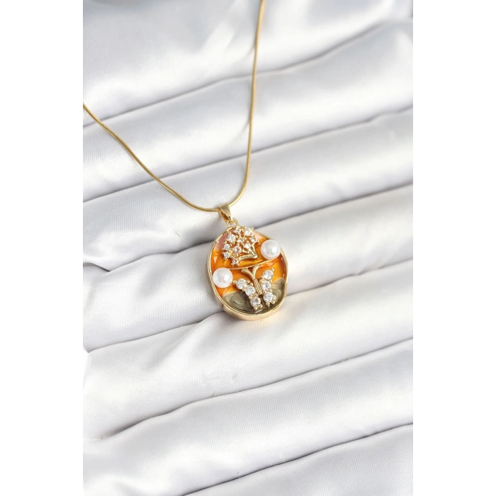 HEYF 316L Çelik Zincir Kelebek Model Sanatsal Portre Kadın Kolye