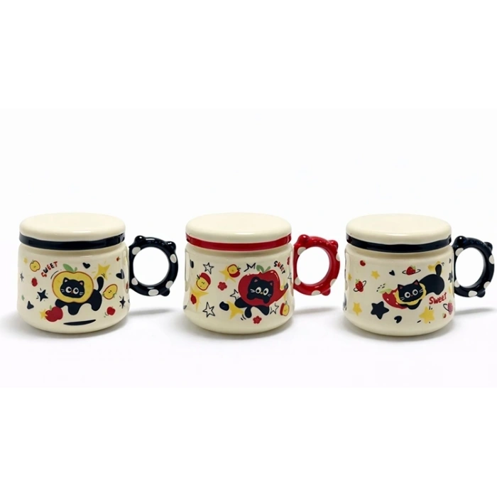 HEYF 3d Kedi Figürlü Kapaklı Kupa Bardak Alk5035