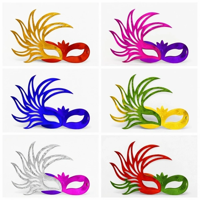 HEYF 6’lı Çift Renkli Venedik Karton Parti Maskesi Seti