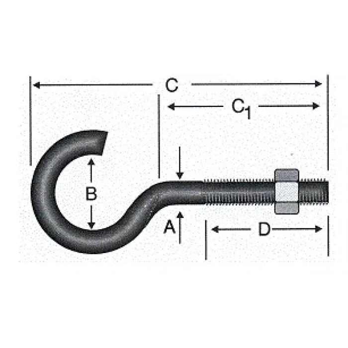 HEYF Açık Metrik Kanca M5 / 21x80 - 100 Adet