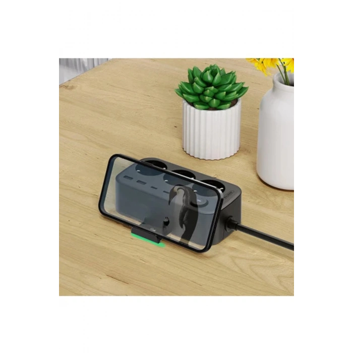 HEYF Akım Korumalı Priz 2 Usb + 2 Type-c Girişli 2 Metre Kablosu Anahtarlı Ve Duvara Monte Edilebilir