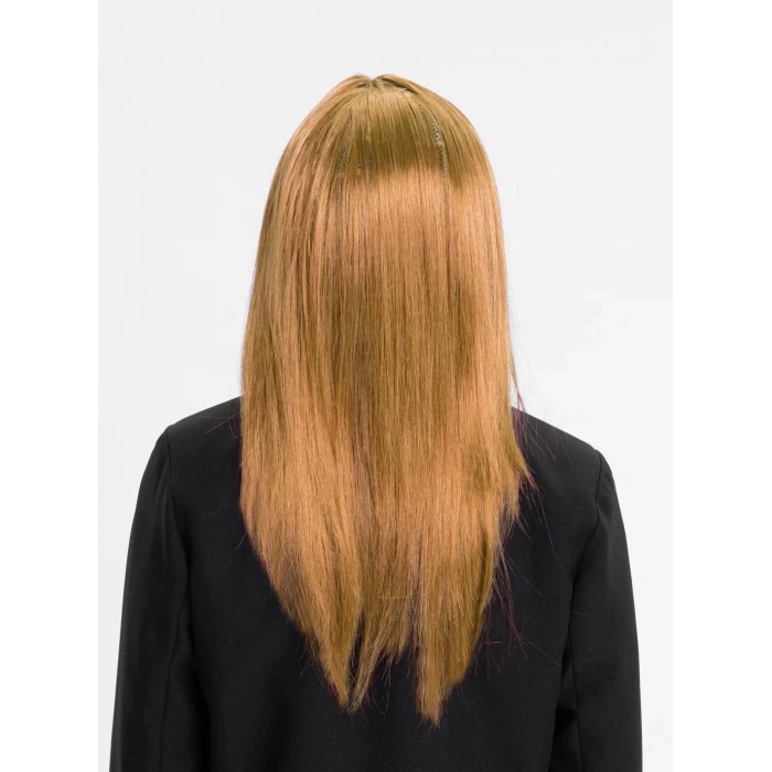 HEYF Altın Renk Düz Kesim İçi Astarlı Uzun Parti Peruğu Takma Saç