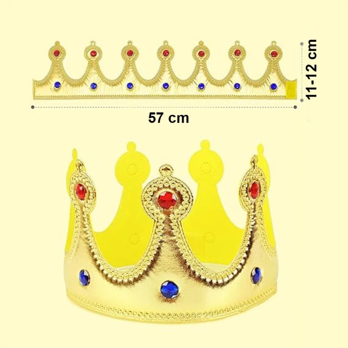 HEYF Altın Renk Eva Malzemeden İmal Çocuk Kral Tacı 57 Cm
