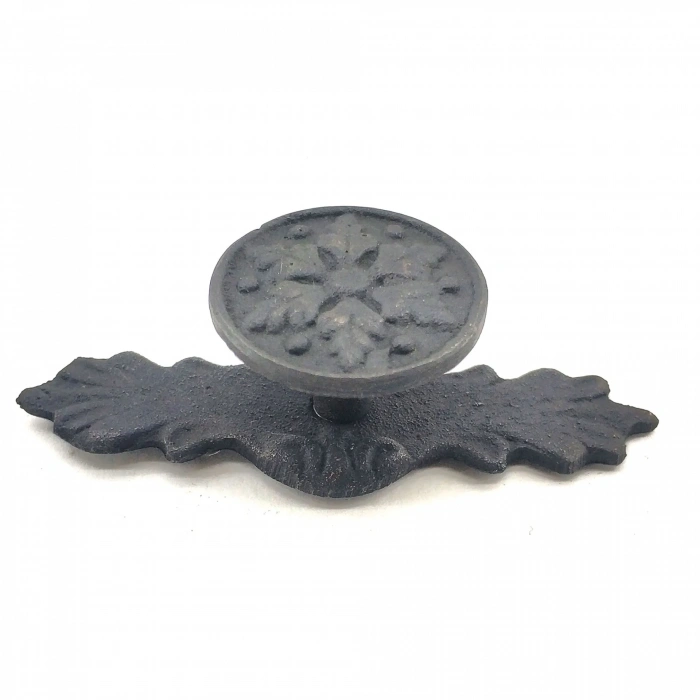 HEYF Antika Tarz Dekoratif Pirinç Çiçek Düğme - 27x70 Mm, Oksit