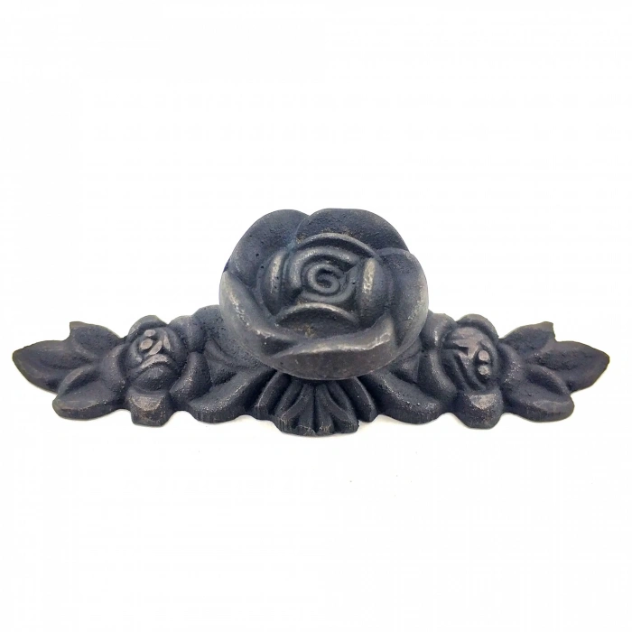 HEYF Antika Tarz Dekoratif Pirinç Gül Düğme - 30x100 Mm, Oksit