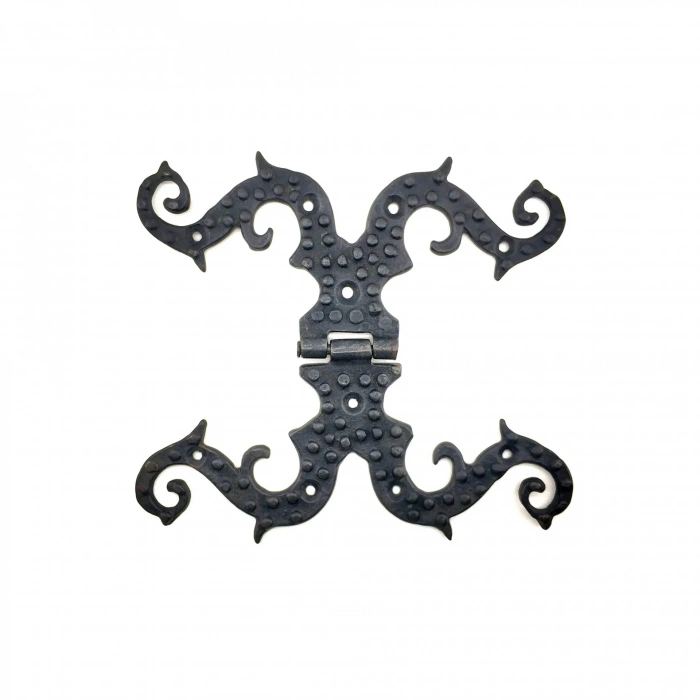 HEYF Antika Tarz Dekoratif Pirinç Süslü Menteşe - 190x170 Mm, Oksit