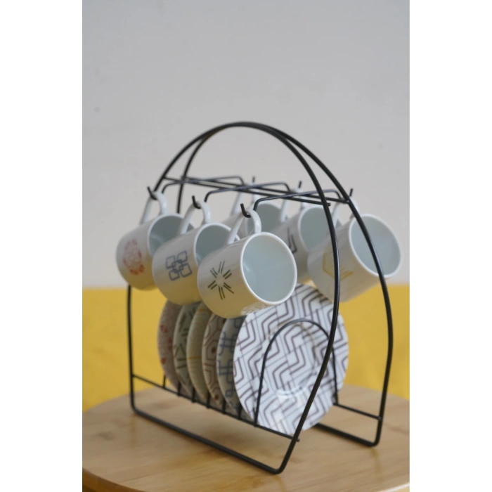 heyf Askılı Yuvarlak Fincan Standı, Siyah Fincan Standı, Fincan Takımı Standı