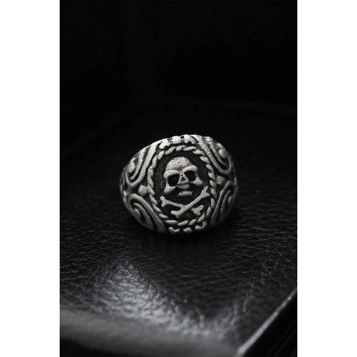 HEYF Ayarlanabilir Desenli Kurukafa Model Erkek Yüzük