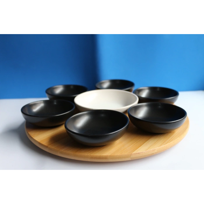 heyf Bambu Dönen Standlı 7li Sosluk Set