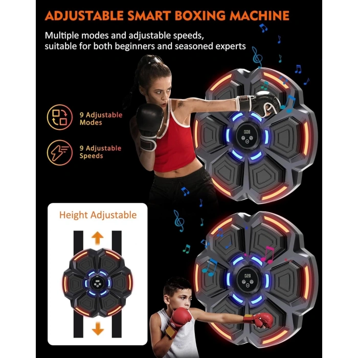 HEYF Bluetooth Hoparlör Özellikli Duvar Boks Makinesı  9 Mod Seviye Ayarlı  Müzikli Boks Makinesı