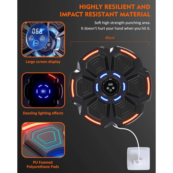 HEYF Bluetooth Hoparlör Özellikli Duvar Boks Makinesı  9 Mod Seviye Ayarlı  Müzikli Boks Makinesı