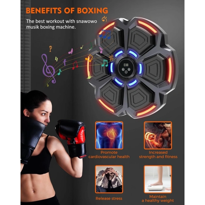 HEYF Bluetooth Hoparlör Özellikli Duvar Boks Makinesı  9 Mod Seviye Ayarlı  Müzikli Boks Makinesı