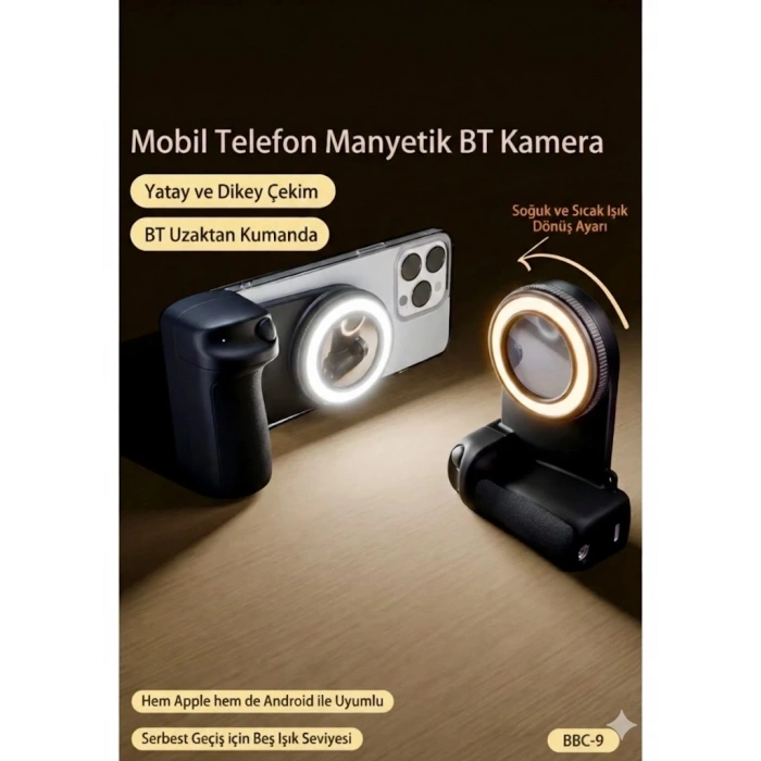 HEYF Bluetooth Manyetik Telefon Yapıştırma Kavrama Halka Dolgu Işığı İle Magsafe Selfie Klips