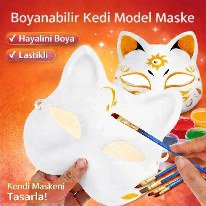 HEYF Boyanabilir Kedi Model Maske – Kendi Tasarımını Oluştur
