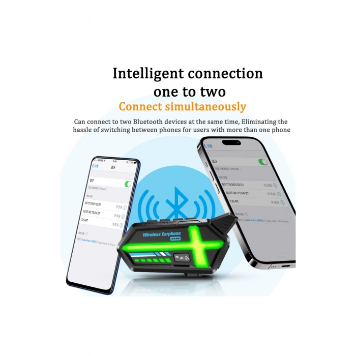 HEYF Bt26 Motosiklet Kask Kulaklık Bluetooth Rgb Işıklı 2 Eşleşme Özellikli 1000 Mah Intercom