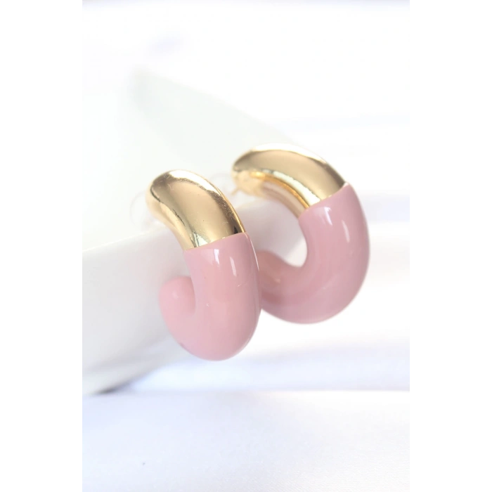 HEYF CCB Gül Kurusu Gold Çift Renk Küpe