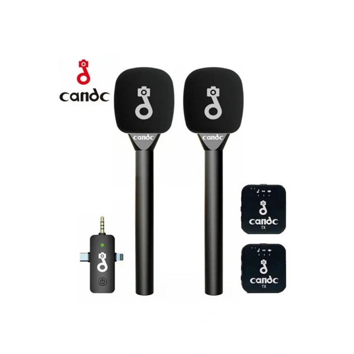 HEYF Çift Mikrofonlu Profosyonel Kablosuz Yüksek Kaliteli Ses Kaydı Röportaj Mikrofonu