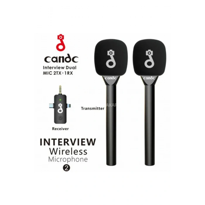 HEYF Çift Mikrofonlu Profosyonel Kablosuz Yüksek Kaliteli Ses Kaydı Röportaj Mikrofonu