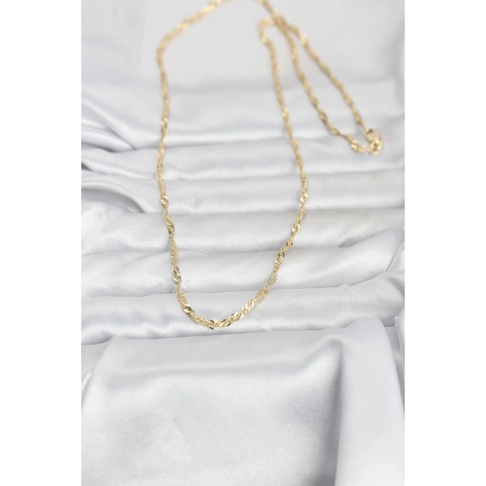HEYF CM 14K Gold Renk Burgu Yassı Model 60 cm Kadın Kolye