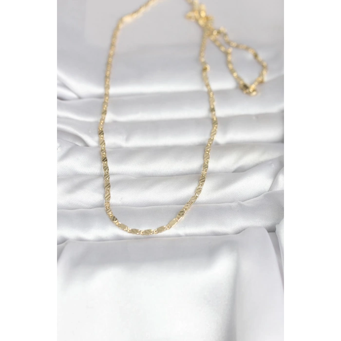 HEYF CM 14K Gold Renk Çizgi Lazer Model 60 cm Kadın Kolye