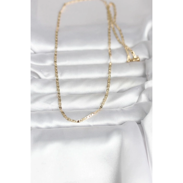 HEYF CM 14K Gold Renk Yassı Zincir Model 60 cm Kadın Kolye