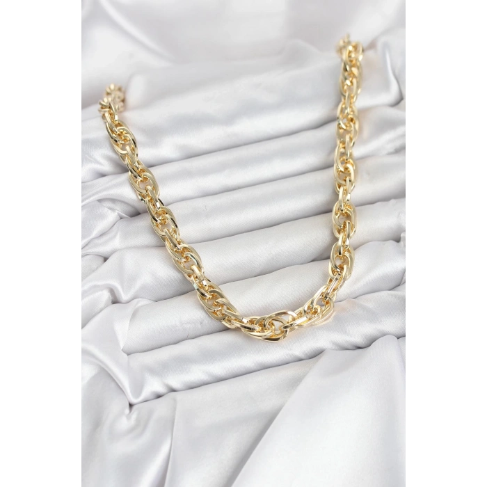 HEYF CM Kalın Burgu Model Gold Renk 60 cm Kadın Kolye