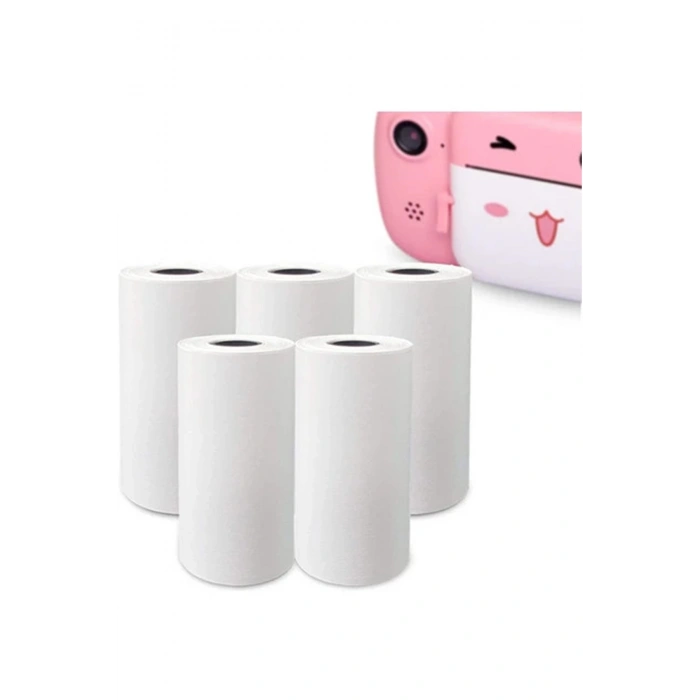 HEYF Çocuk Kamera Baskı Kağıdı, 5’li Rulo 57x25mm Çekirdekli Fotoğraf Baskı Termal Kağıt Rulo