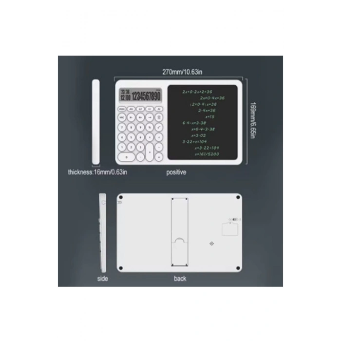HEYF Çok Amaçlı Digital Hesap Makinesi Lcd Ekran Yazma Tableti Ofis Okul İçin Silinebilir El Yazısı Not Defteri