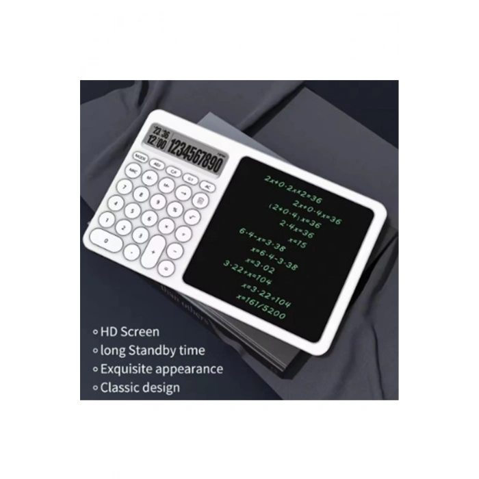 HEYF Çok Amaçlı Digital Hesap Makinesi Lcd Ekran Yazma Tableti Ofis Okul İçin Silinebilir El Yazısı Not Defteri