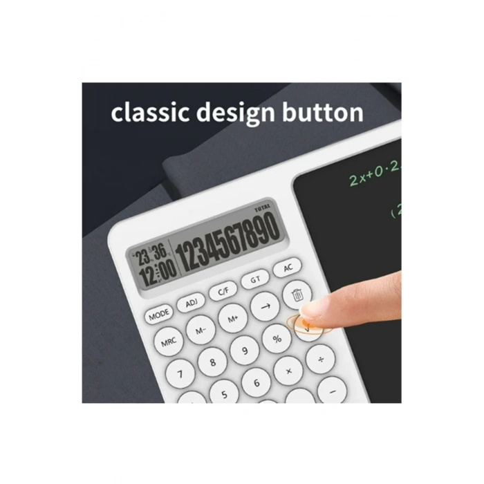 HEYF Çok Amaçlı Digital Hesap Makinesi Lcd Ekran Yazma Tableti Ofis Okul İçin Silinebilir El Yazısı Not Defteri