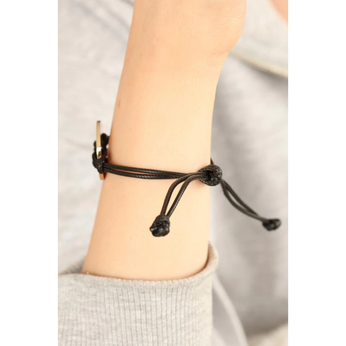 HEYF COOL (Havalı) Siyah Deri İpli Unisex Mood Bileklik